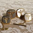 Medical Doctors Cufflinks With Caduceus Goldtone Silvertone Two Tie Tacks