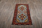 3x5 Vintage Turkish Blue Wool Rug Handmade Anatolian Area Rug