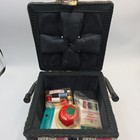 Vintage Padded Fabric Covered Sewing Box case With Carrying Handle   Supplies 