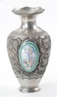 Antique Persian Solid Sterling Silver Vase Museum Quality Enamel Panels Islamic