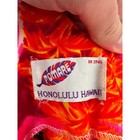 Vintage Pomare Honolulu Hawaii Pink Orange Colorful Tiki Maxi Dress Ruffle Hem