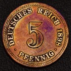 1898-a Germany Deutsches Reich 5 Pfennig Toning F Details  25-4 