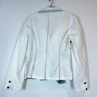Vintage Jacket Blazer Medium White Blue Embroidered Lace Studded Animal Print