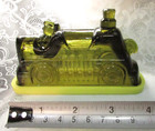 Vintage Green Glass Stanley Steamer Auto Car Candy Coin Bank Container W Lid