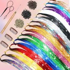 Hair Tinsel Kit  16 Colors 7200 Strands Glitter Tinsel Hair Extensions Heat Resi