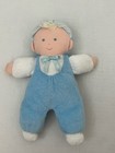 Vintage Eden Terry Cloth Blue Boy Soft Doll Blonde Yarn Hair Plush Baby Lovey 10
