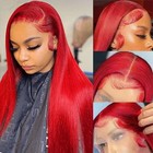 Straight Lace Frontal Wigs Hot Red Front Human Hair Wig 4x4 5x5 Closure Wig