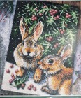 J   P Coats Holly Bunnies Latch Hook Kit 24 X 36 Christmas 25527 Rabbits New Nib
