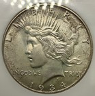 1934 Peace Silver Dollar Pastel Toned  color  Pci Green Choice Bu 90  Silver
