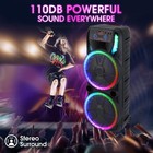 Dual 15   Subwoofer Portable Bluetooth Speaker Fm Heavy Bass Sound Karaoke W mic