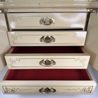 Vtg Asian Chinoiserie Jewelry Box Beige   Gold Hand Painted Birds   Flowers 15 