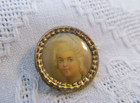 Lovely antique Victorian Portrait Lady French Celluloid Brass Button 5 8 