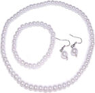 Kids Girls White Faux Pearl Girls Necklace Earrings And Bracelet Set
