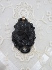 Antique Victorian Carved Whitby Jet 2  Pendant Mourning Memento Mori Star