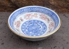 Flow-blue Style Porcelain Open Salt Dip  Cellar  Dish W rice Cutouts 