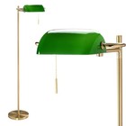 Vintage Modern Bankers Reading Floor Lamp  Gold Metal Standing Lamp With
