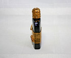 Vintage Austria Miniature Black Glass Gold Ormolu Rhinestone Perfume Bottle