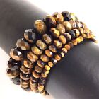 Handmade Natural Tiger Eye Faceted Bracelet Rondelle Bead 7 5  4mm 6mm 8mm 10mm