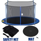 12 13 14 15 Ft Trampoline Mat 72 88 96 Rings And Safety Net 4-8 Poles Enclosure