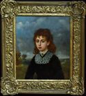 Antique 19th Century Oil Painting - Victorian Portrait Girl  1878 - Arthur Miles