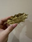 Set Of Two Virginia Metalcrafters Embossed Holly Leaf Brass Trays 3-35 Vintage