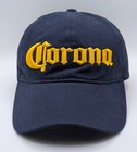 Corona Hat Cap Strap Back Navy Blue Yellow Adult Adjustable Mexican Beer Bar 