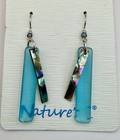 Abalone Sea Glass Dangle Earrings Silver Tone Nature   s 1 Shell Rectangular  2   
