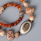 Ancient Rare Indo-tibetan Etched Carnelian Beads Necklace With Eye Agate Bead