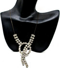 Vintage Signed Art Nouveau Deco Era Czechoslovakia Czech Glass Tassel Necklace