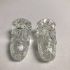 Vintage Glass Salt   Pepper Shakers 1960s Art Deco Heavy Texture 2    Glass Set