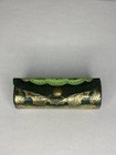 Vtg Lipstick Holder Case Made In Italy Gold-tone Greens Embossed W  Mirror 