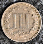 1865 First Year 3 Cent Nickel Extra Fine Features Full Liberty   Pillars