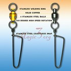 20 500 Swivels Snap Duo Coastlock Fishing Ball Bearing 3 Way Rolling Split Ring 