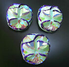 3 Czech Vaseline Glass Buttons  b786 - 24 Mm Or Almost 1  - Pansy Wow   Wow   