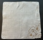 A  White Nos Vintage Hankie Monogram D Madeira Hand Embroidered Linen Wedding
