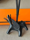 Hermes Rodeo Pm Bag Charm Black Horse Accessory Leather Strap Used W box