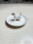 Cat Ring Holder Kitty Jewelry Trinket Tray saucer White   Gold Flecks 6    Wide