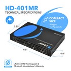 Quad Multi Viewer 4x1 Seamless Hdmi Switch Full Hd 1080p  hd-401mr 