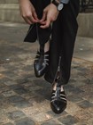 Men Genuine Leather Pointed Roman Sandals Fashion Hollow Summer Breathable Shoes