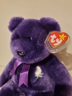 New Vtg 1998 Princess Diana Ty Original Genuine Beanie Buddy Purple Soft Bear 