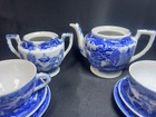 Vtg 8 Piece Blue Willow Childs Mini Tea Set Teapot Trios   Sugar Bowl No Lids