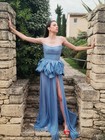 Evening Gowns Peplum Sexy High Split Prom Dresses Women Formal Party Dress