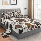 4 Pieces Size Bed Sheet Sets With Pillowcases  Vintage Queen Brown Cow Pattern