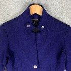 Eileen Fisher Blazer Jacket Womens Small S Blue Double Knit Felted Boiled Merino