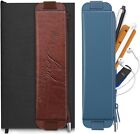 2-pack Elastic Pencil Case For Notebook Leather Pen Holder Stationery Zipper Bag