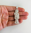925 Sterling Silver Grim Reaper Santa Muerte Pendant-figaro Chain Necklace-esp35