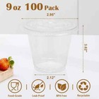 100 Packs 9 Oz Clear Plastic Cups With Flat Lids  Disposable Cups With Lids     