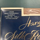 2 Pair Hanes Thigh High Stockings Silk Reflections Silky Garter Size 2 Pearl 728