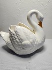 Vintage White Ceramic Swan Planter  Yard Decor Mid 20th Century