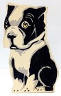 Boston Terrier Wooden Door Stop 1930s Painted 8  Tall Dog  Vintage Folk Art Deco